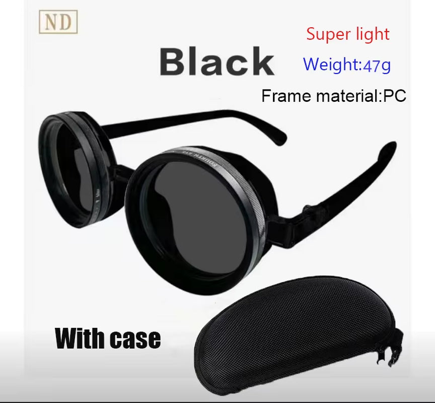 Handmade ND9 Adjustable Dimming Sunglasses Retro Punk round Men'S Outdoor Fishing UV400 Polarized Driving Sunglasses for Women