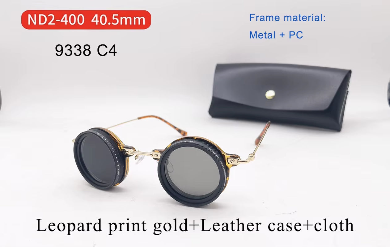 Handmade ND9 Adjustable Dimming Sunglasses Retro Punk round Men'S Outdoor Fishing UV400 Polarized Driving Sunglasses for Women