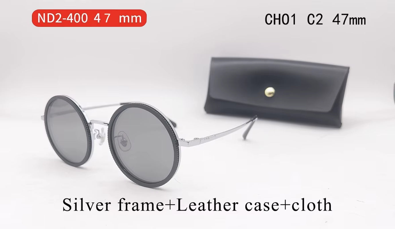 Handmade ND9 Adjustable Dimming Sunglasses Retro Punk round Men'S Outdoor Fishing UV400 Polarized Driving Sunglasses for Women