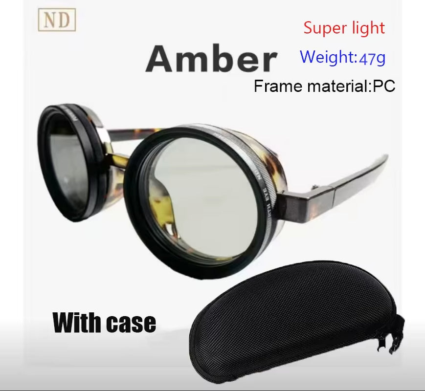 Handmade ND9 Adjustable Dimming Sunglasses Retro Punk round Men'S Outdoor Fishing UV400 Polarized Driving Sunglasses for Women