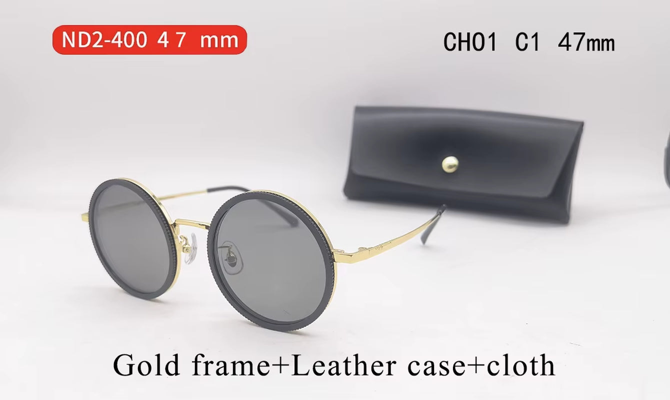 Handmade ND9 Adjustable Dimming Sunglasses Retro Punk round Men'S Outdoor Fishing UV400 Polarized Driving Sunglasses for Women