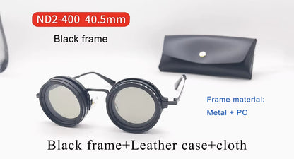 Handmade ND9 Adjustable Dimming Sunglasses Retro Punk round Men'S Outdoor Fishing UV400 Polarized Driving Sunglasses for Women