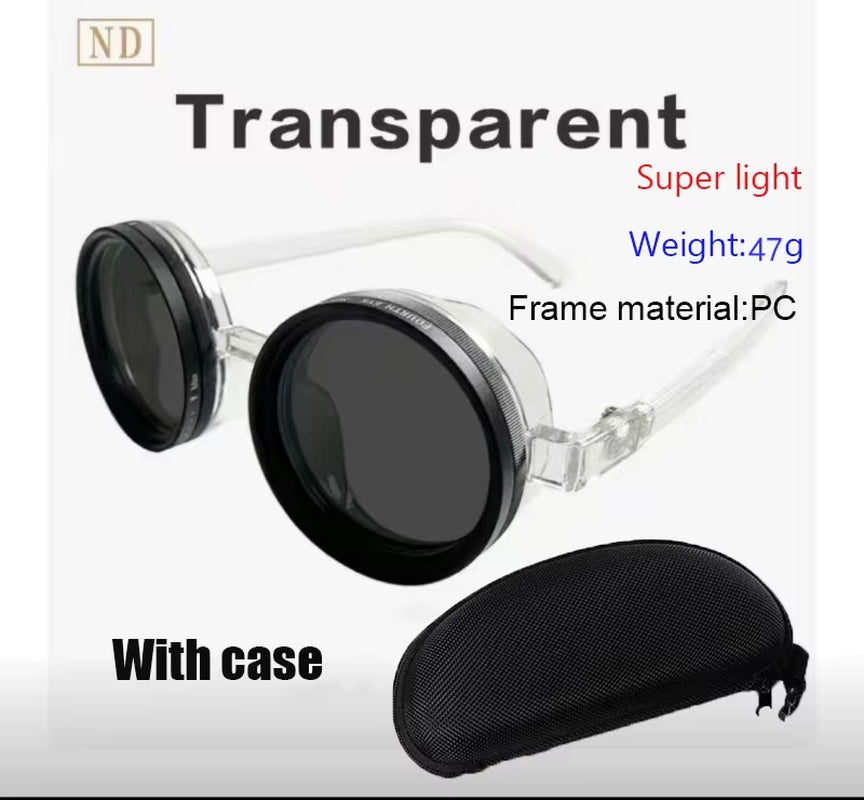 Handmade ND9 Adjustable Dimming Sunglasses Retro Punk round Men'S Outdoor Fishing UV400 Polarized Driving Sunglasses for Women